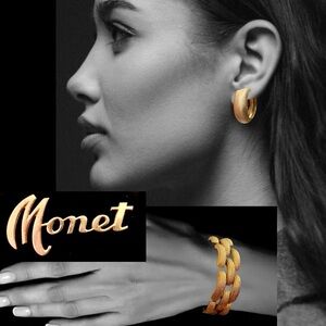 Monet Textured Gold Earrings